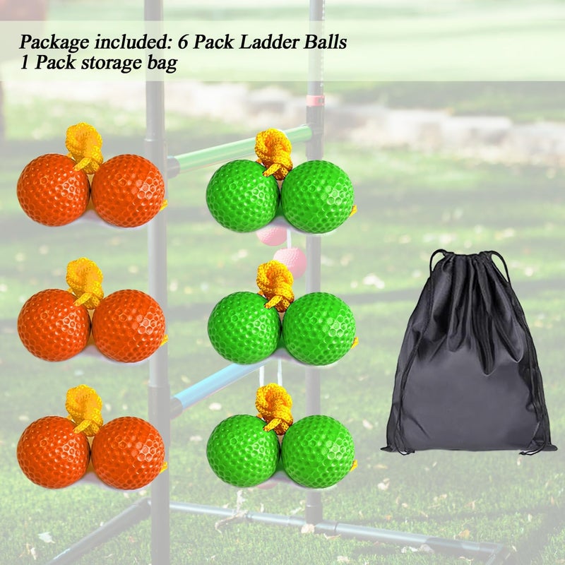 Unixing Ladder Ball Ladder Toss Balls Set Replacement Balls for Toss Match, Set of 6 with Storage Bag (Green & Orange) - Image 2
